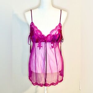 Vintage Victoria’s Secret Babydoll Chemise Y2K Valentines Lingerie Pink Large